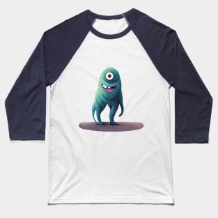 Cute Green One Eye Monster Baseball T-Shirt